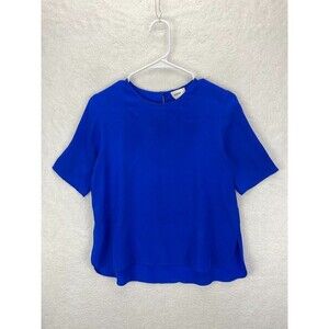Suboo Short Sleeve Blouse Women’s Size 2‎ Blue Round Neck Lightweight Casual